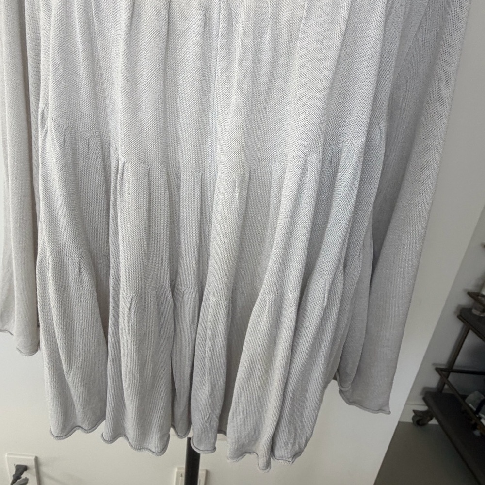 LINE Flowy Mesh Blouse – Grey – Size S – Elegant Draped Top - Picture 16 of 17
